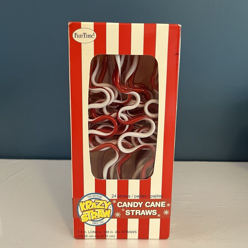 Krazy Straws Candy Cane Christmas Swirl 24pk New Fun Time 2007-2008
